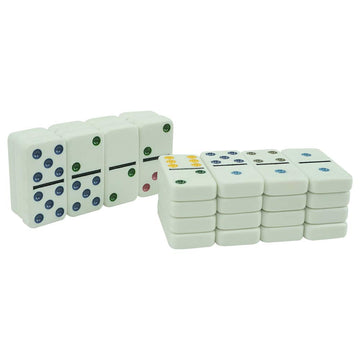 Pureplay Mexican Train Dominoes Set - Double 12 Colored Dot Dominoes - Includes 91 Tiles With 9 Trains, 4 Wooden Trays And Storage Bag For 2-8 Players Ages 8+
