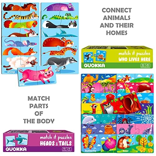 Quokka 5X Megaset Puzzles For Toddlers 3-5 - Matching Games For Kids Ages 2-4 - Numbers Animals Opposites Abc Learning For Toddl