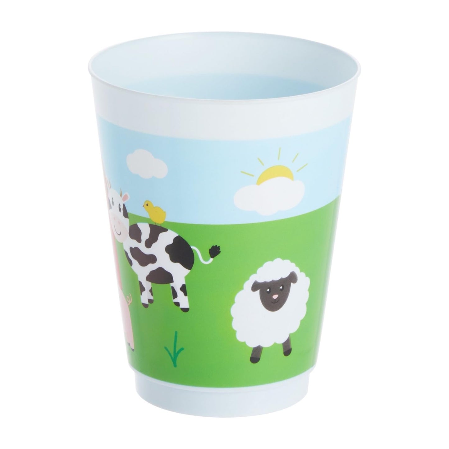 BLUE PANDA 16 Pack Plastic Farm Animals Cups - Barnyard Party Favors for Birthday Party Supplies (16 oz)