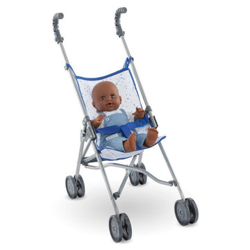 Corolle Umbrella Baby Doll Stroller - For Mon Grand Poupon 14' And 17' Large Dolls, Folding With 2 Locking Points For Safety, Blue
