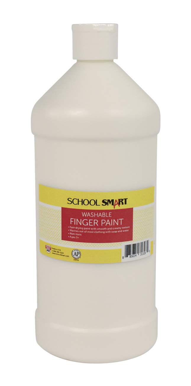 School Smart Washable Finger Paint, White, 1 Quart Bottle