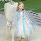 Lovely Mermaid Girls Cape Cloak Princess Shining Halloween Christmas Dress Up Birthday (Rainbow)