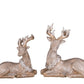 Gold Tone Glitter Small Sitting Reindeer 7.5 X 5.5 Resin Christmas Figurine Set Of 2