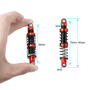 Que-T 4pcs Metal Shock Absorber Damper for 1/10 RC Crawler Car SCX10 D90 TRX4 TRX6 (75mm)