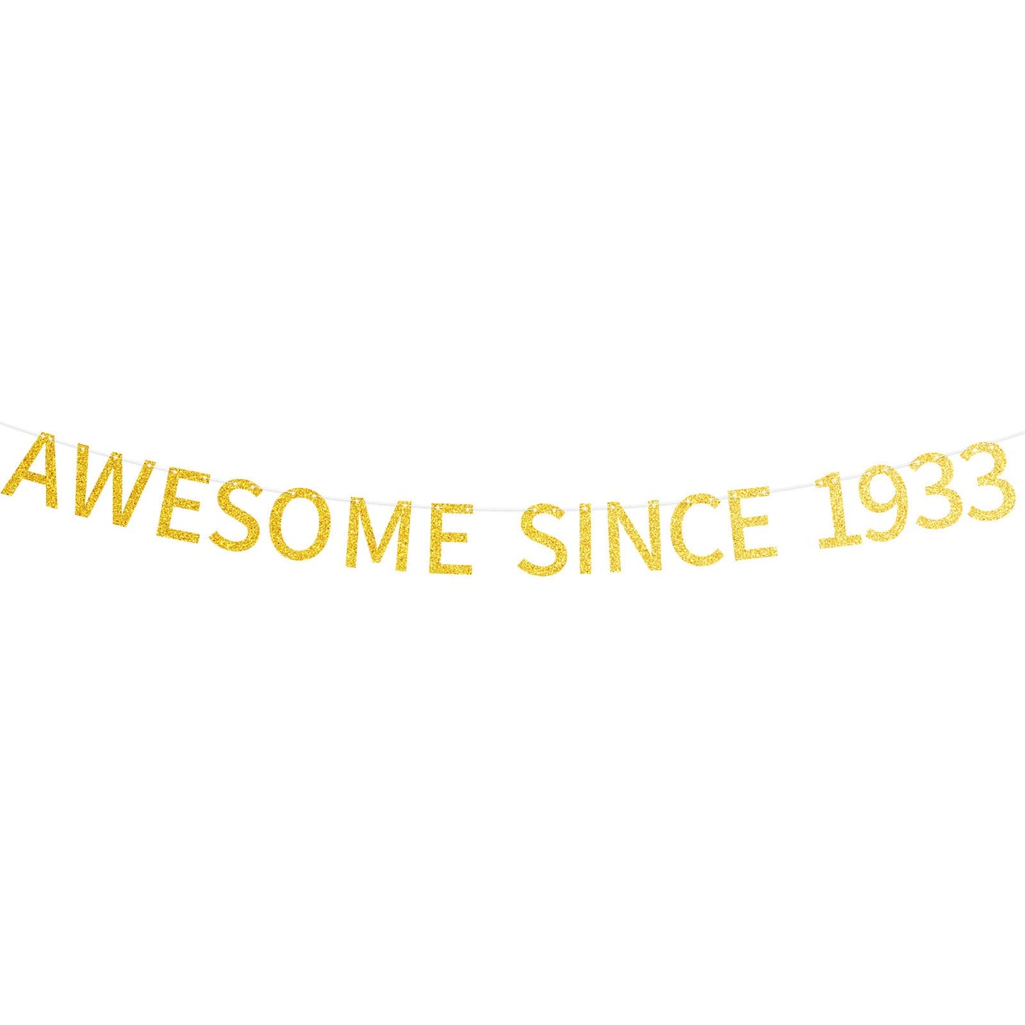 Awesome Since 1933 Banner Pre-Strung Happy 91St Birthday Banner Gold Glittery 91 Ninety One Years Old Birthday Party Decorations