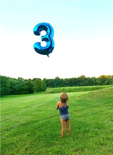 Large Navy Blue 3 Number Balloon 40 Inch, 3 Three Wednesday Birthday Balloons,3Rd 13 30 31 33 53 Birthday Party Decorations, Blu