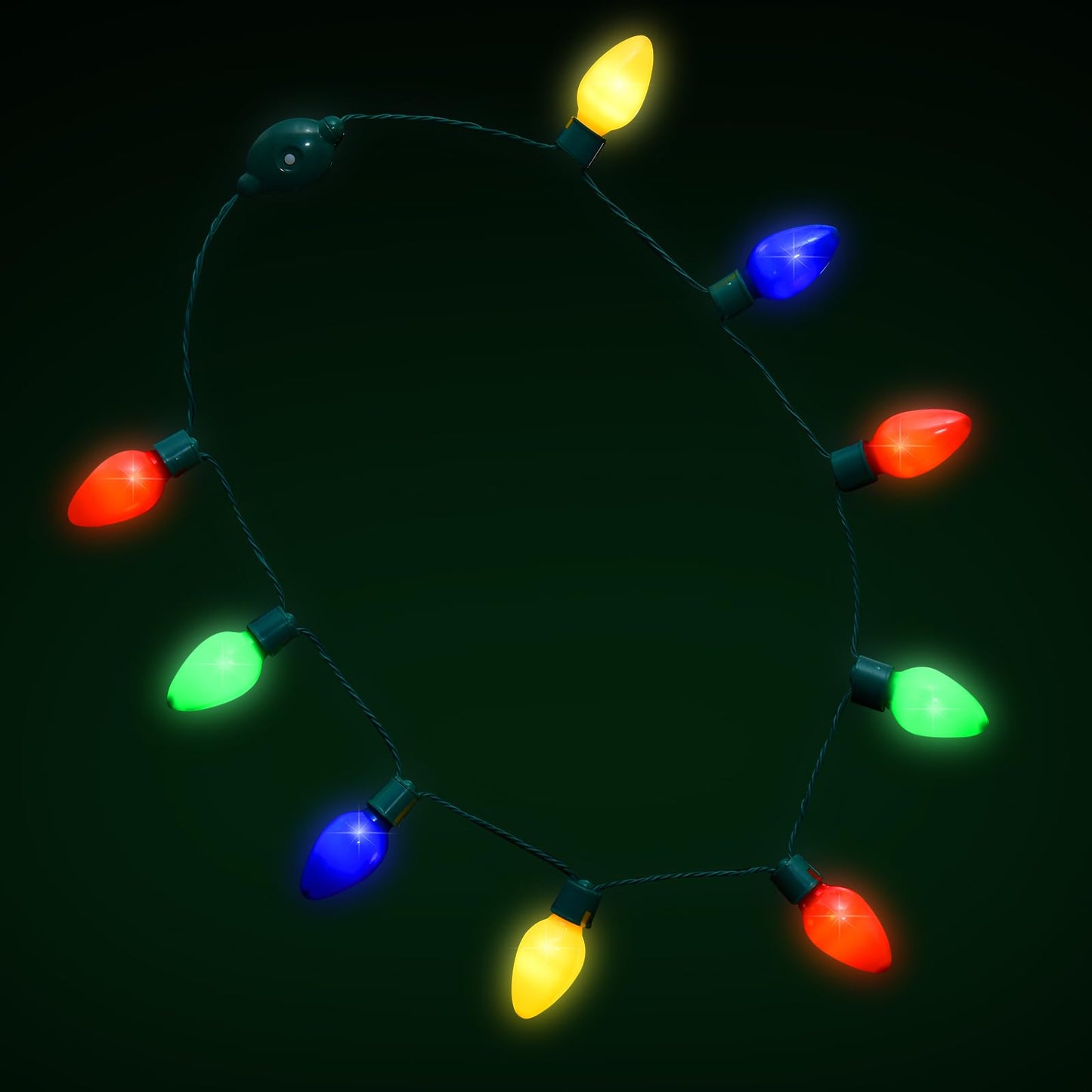 popamaz Christmas LED Light Up Bulb Necklaces, 9 LED Bulbs Necklaces with 6 Flash Modes, Holiday Necklace Costume Accessories fo