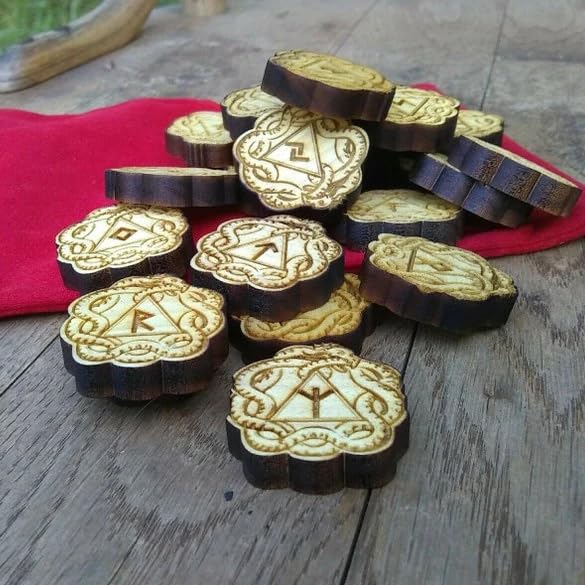 Wooden Dragon Serpent Viking Rune Set Elder Futhark Viking Pagan Gift, Made In The Usa Soild Wood
