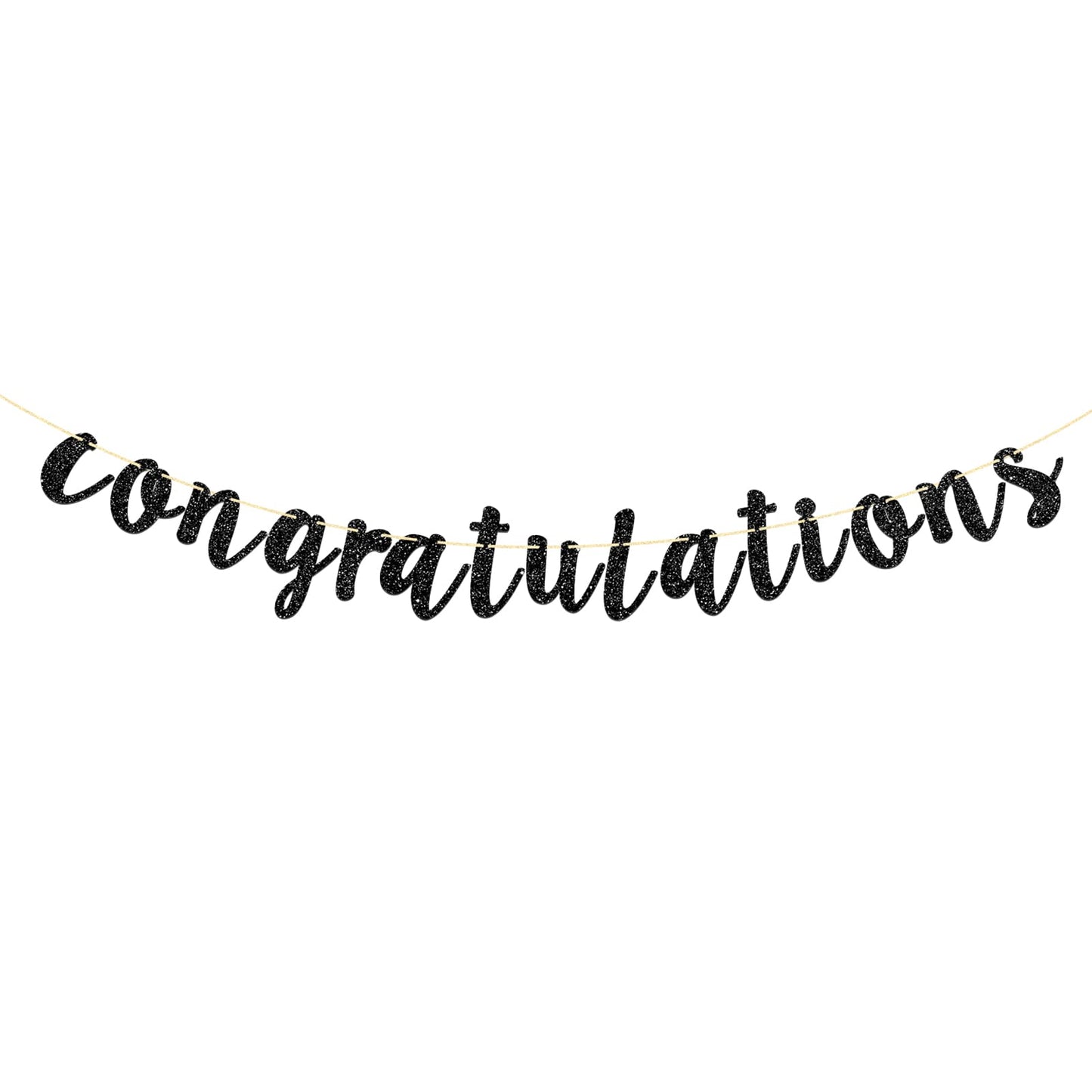 Black Glitter Congratulations Banner for Wedding, Anniversary, Graduation, Congrats Master Bunting, Retirement Party Decorations