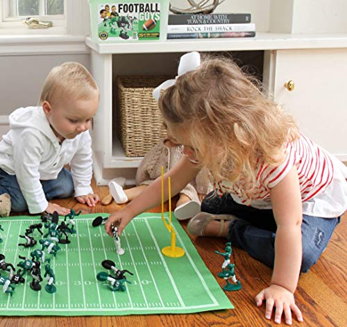 Kaskey Kids Football Guys - Green/Black Inspires Kids Imaginations With Endless Hours Of Creative, Open-Ended Play - Includes 2 Teams & Accessories - 28 Pieces In Every Set!