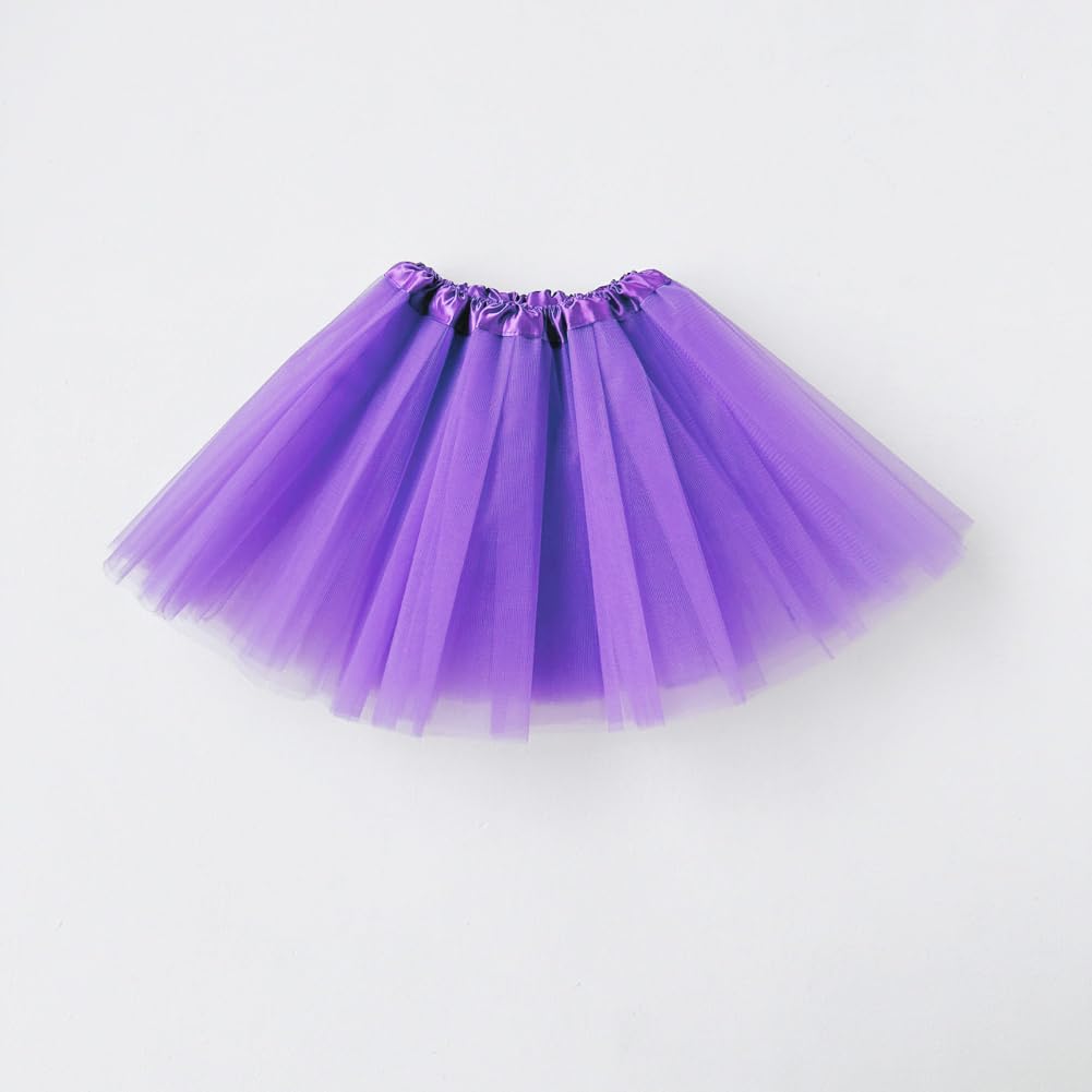 BGFKS Tutu Skirt for Girls,5 Pack Princess Party Favor Dress Skirt Set with hairclips for 2-8 Years.(Purple)