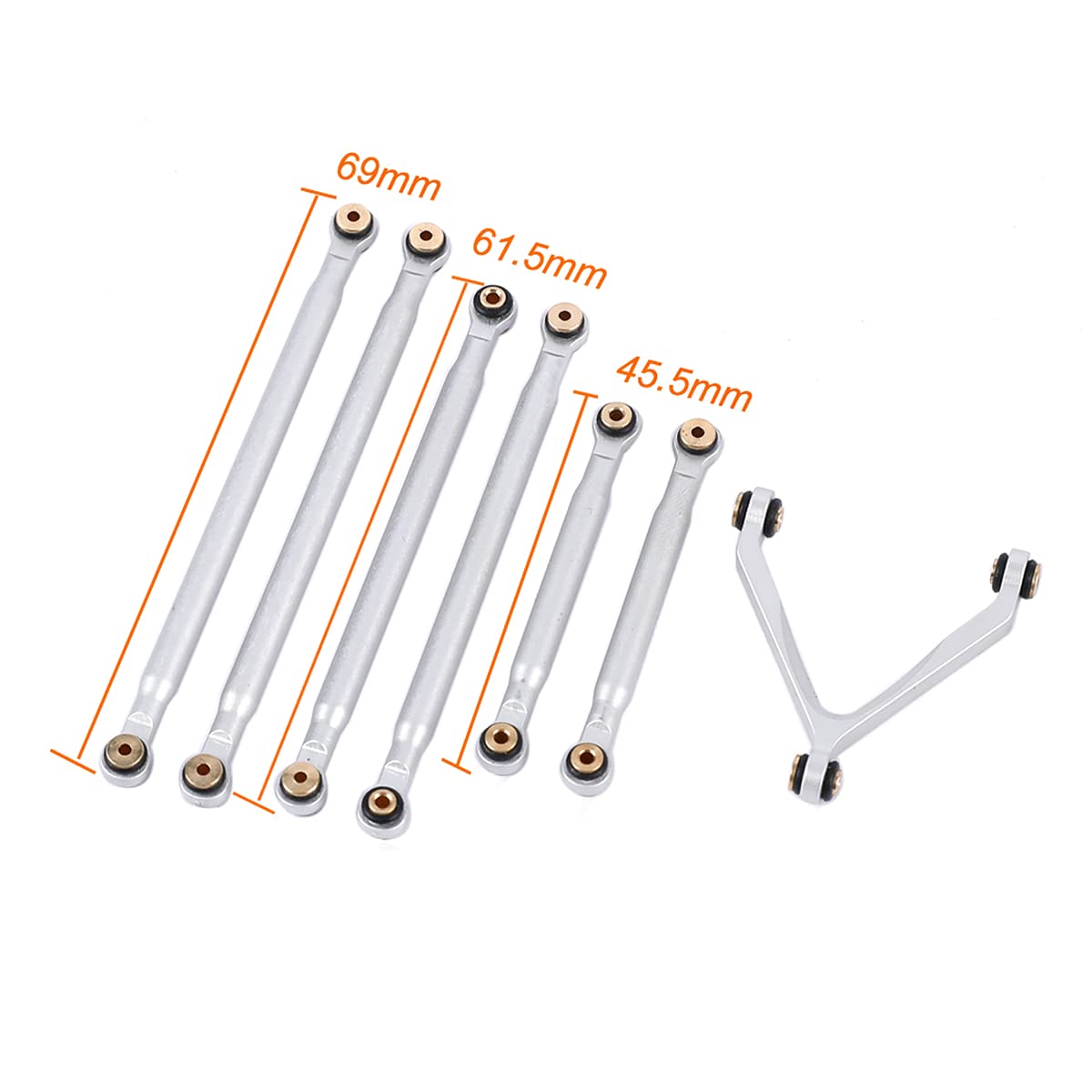 RZXYLRC Aluminum Alloy Rod Link Suspension Linkage Kit for 1/24 RC Crawler Car SCX24 Deadbolt AXI90081 AXI00004 Upgrades (Silver