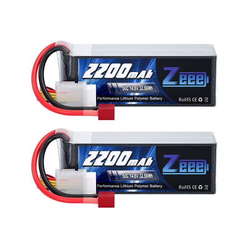 Zeee 4S Lipo Battery 2200mAh 14.8V 50C Soft Pack RC Battery with T Connector for RC Car Boat Truck Helicopter Airplane UAV Drone