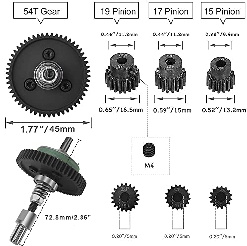 AIYIHOBBY Metal Steel 6878 Differential Gear Complete Slipper Clutch and 32P 15T/17T/19T Pinions Gear Set for Traxxas Slash 4X4