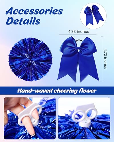 Woohand Cheerleader Costume For Girls 5-6 Cheerleading Outfit With Pom Poms Socks Bowtie Halloween Party Dress Up