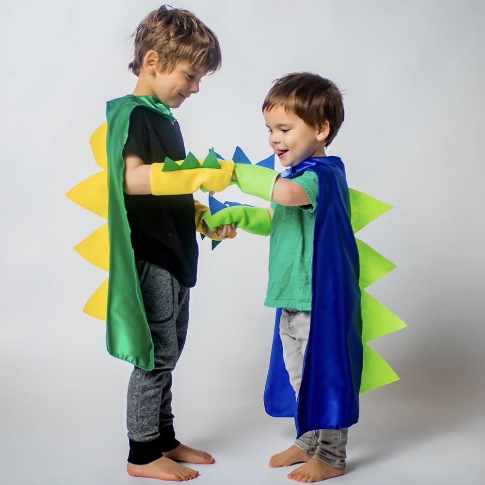 Qiaoniuniu Dinosaur Dragon Cape And Gauntlets Halloween Costume Boy Girl Toddler Dress Up Clothes 2-6 Years Old Color Black