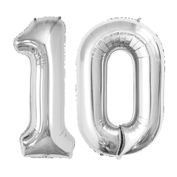 Goer Number 10 Balloons For 10Th Birthday Party Decorations,42 Inch Jumbo Foil Helium Balloons For 10Th Anniversary (Silver)
