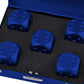 Ds.Distinctive Style Aluminum Alloy Dice 5 Pieces 16Mm Portable Metal Dices With Case 6 Sided Dice For Party Game (Blue Square)