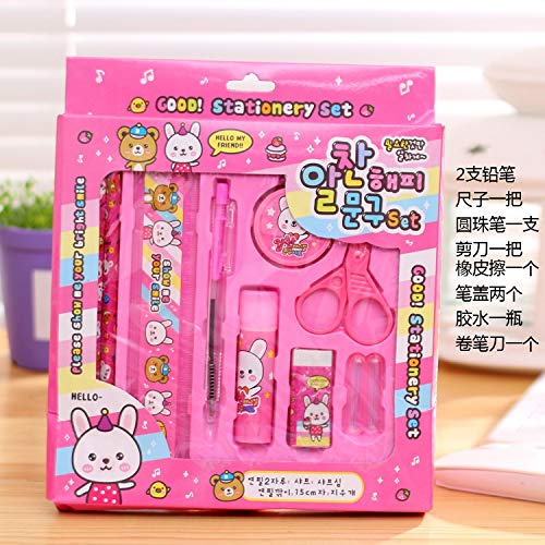 7Horse Stationery Set Cartoon Character Stationery Set Combo Of Kids Accessories.(Pink)