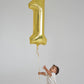 Gold Number 1 Balloon For First Birthday 40 Inch, 1St One Number Balloons Birthday Decorations For Girl Boy Toddler Baby