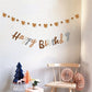 Bear Theme Happy Birthday Banner with Cute Bear Banner, Bday Party Pennant Decor, Wild One Woodland Bear First Birthday Party Su