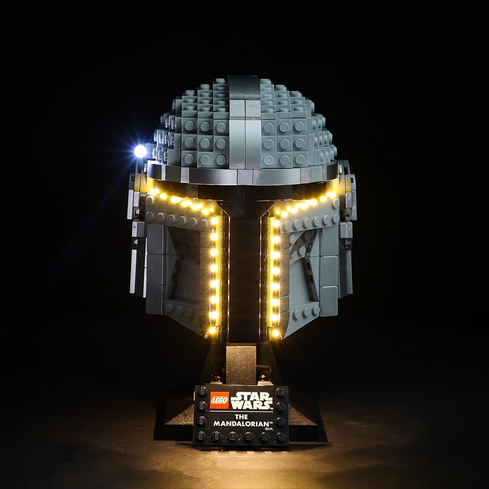 [Only Light Kit Included] Led Light Kit For The Mandalorian Helmet, Lighting Set Designed For Lego 75328 Building Blocks Model