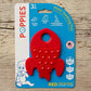 Poppies Red The Rocket Bpa-Free Silicone Suction Cup Teether, Sensory, Bath Toy
