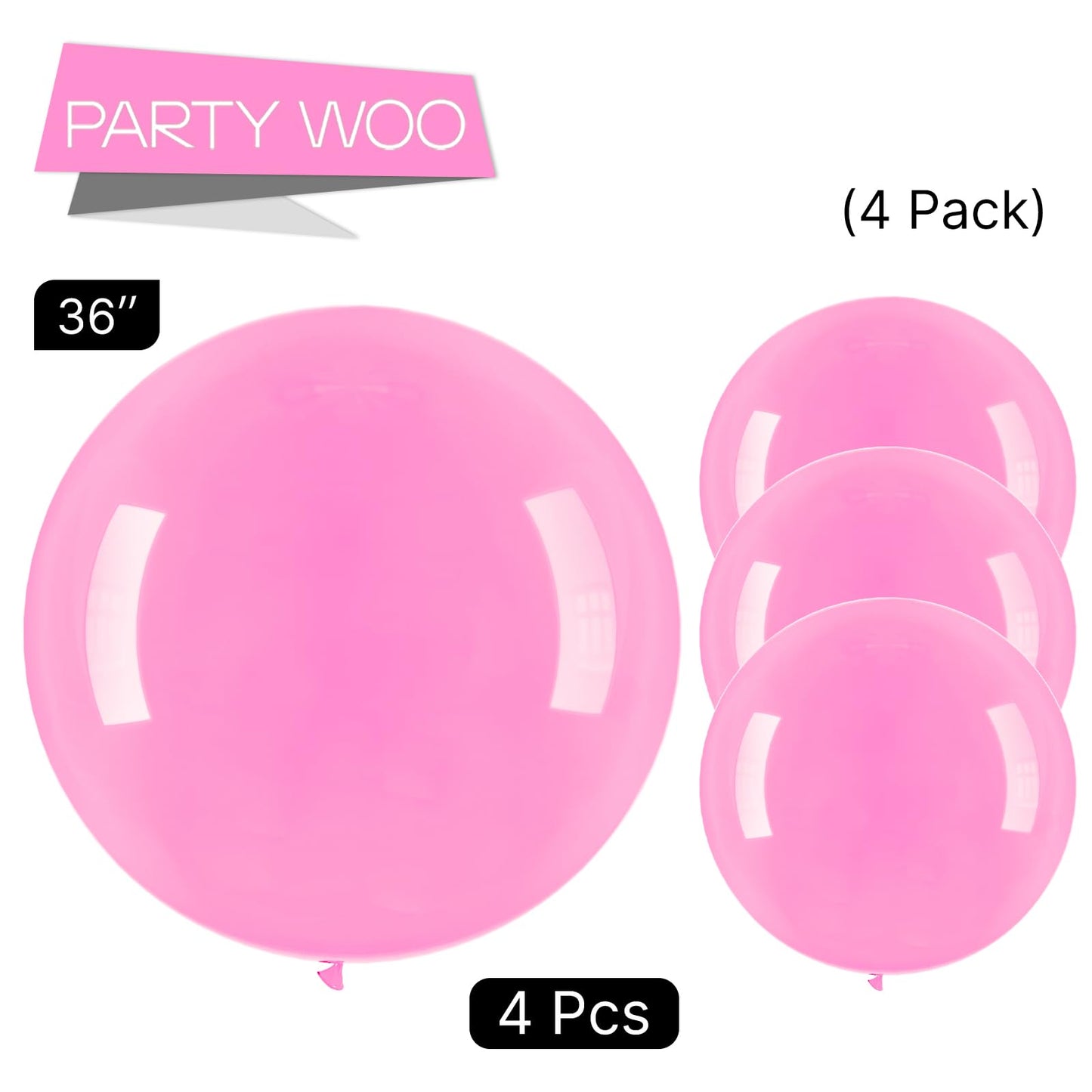Partywoo Pink Large Balloons, 4 Pcs 36 Inch Balloons, Persian Pink Big Balloons, Hot Pink Giant Balloons, Jumbo Balloons For Birthday Decorations, Party Decorations, Wedding Decorations, Pink-Y11