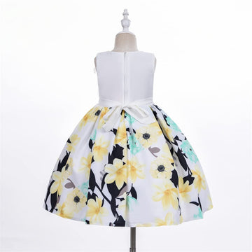 Cosplay Life Floral Dress for Girls and Young mature-themeds Fashion Flower Waistline Kids Party Festival Dress Ages 5-9 Years Old (Yellow  9YRS)
