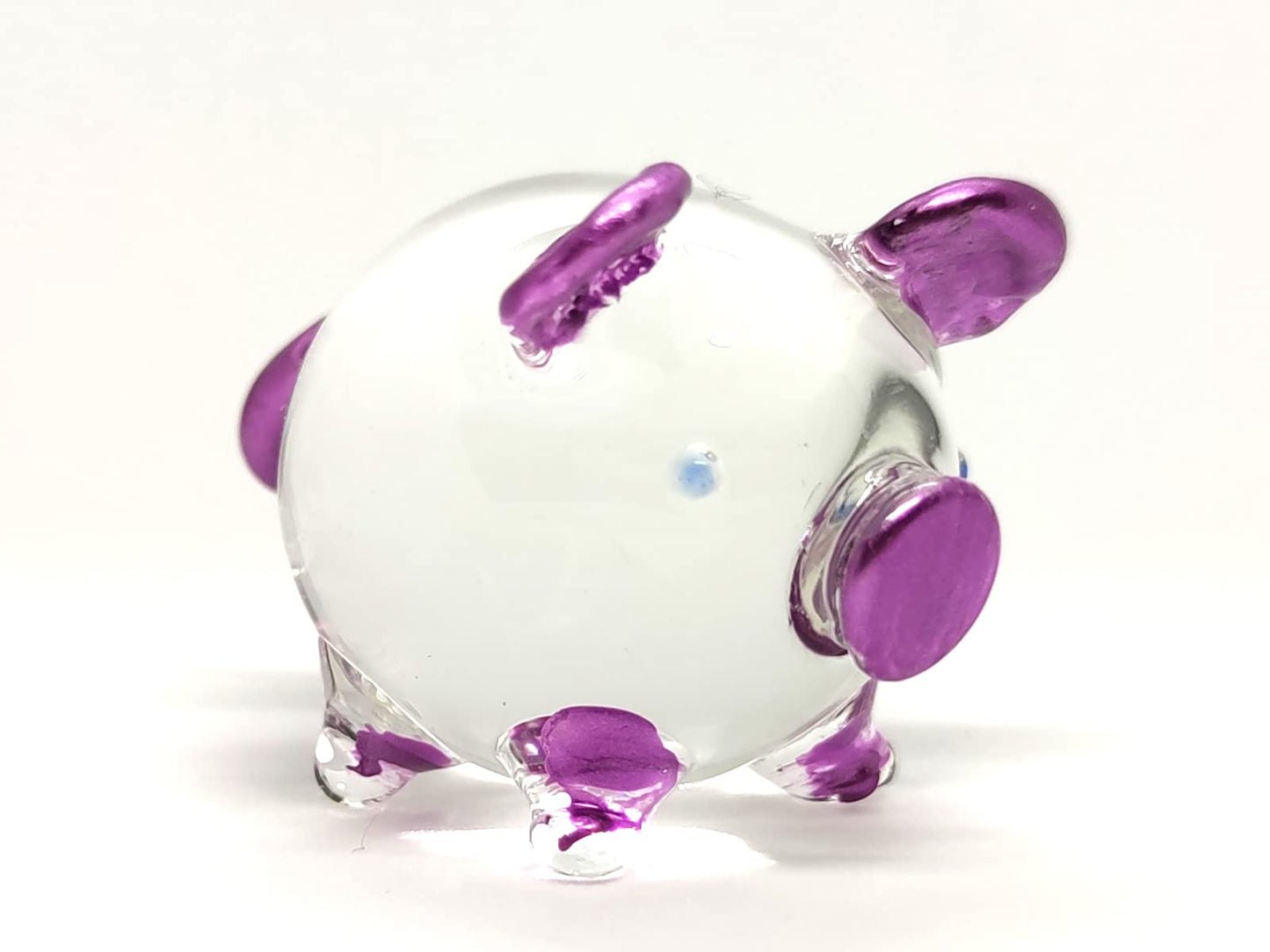 Sansukjai Pig Miniature Figurines Animals Hand Painted Blown Glass Art Collectible Gift Decorate, V1 (Clear Purple)
