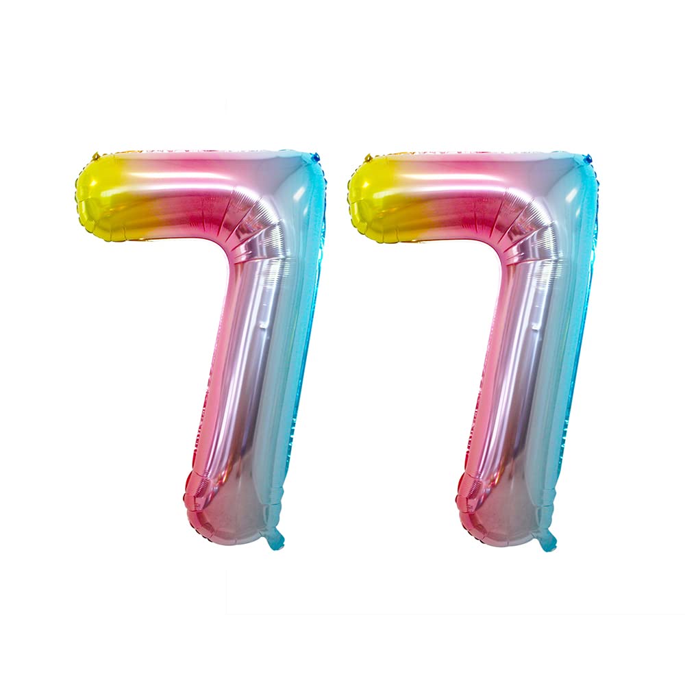 Goer Rainbow Foil Balloons Number 7,Huge Number Balloons For 7Th Birthday Party Supplies Anniversary Decorations (3 Pcs,42 Inch,32 Inch,16Inch)