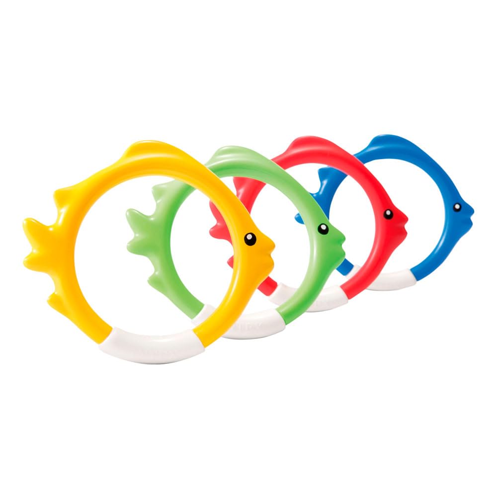 Intex Underwater Swimming Diving Pool Water Toy Rings 4 Pack, Multiple Colors