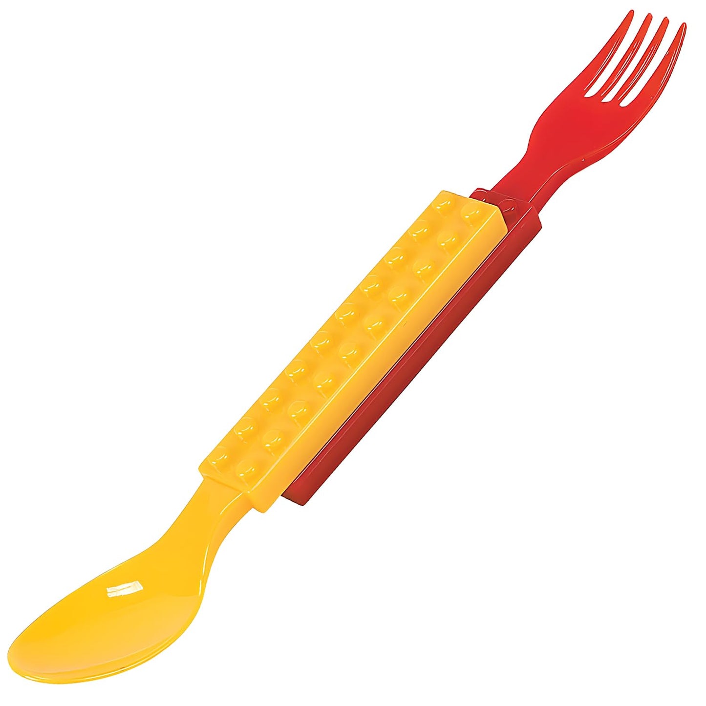 Fun Express Brick Party Fork & Spoon Utensils Set - 16 Pieces, Plastic Silverware for Building Block Birthday Parties