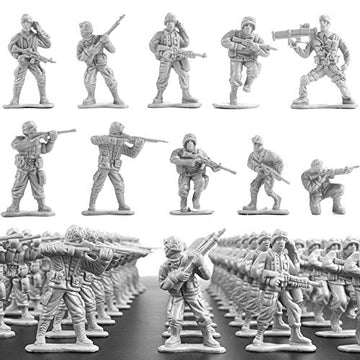 Wankko 2-Inch Plastic Army Men Action Figures, 10 Unique Sculpts, Pack Of 100 (Silver)