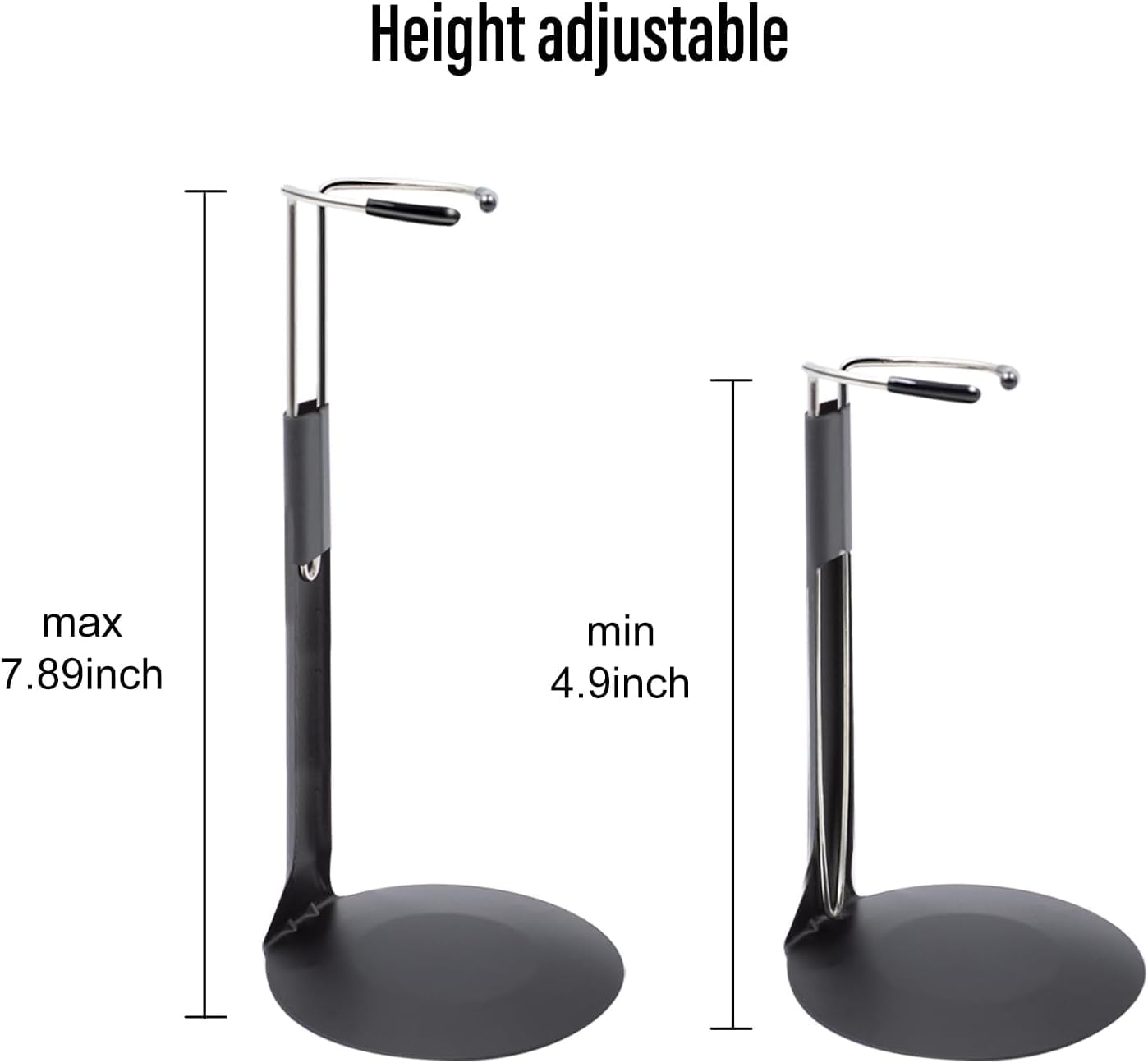 Upvolcora Black Adjustable Dolls Stands 3 Pack Display Holder, 8'' To 12'' Dolls Or Action Figures Shelf, Waist Is 2 To 2.5 Inch