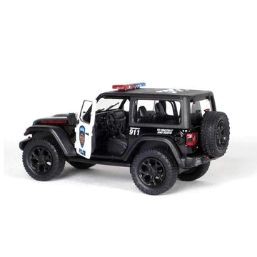 KiNSMART 5'' Die-cast: 2018 Jeep Wrangler Rubicon Police Edition (Black/White)