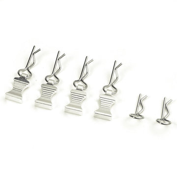 Mohero Metal Rc Body Clips Pins With Pull Tabs For 1/10 Axial Scx10 Rc Model Crawler Car Pack Of 6 (Silver)