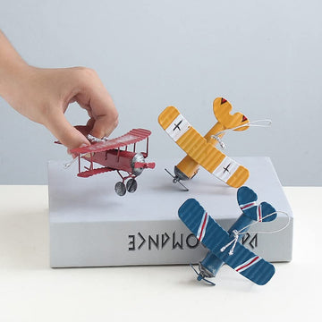 Arfuka Retro Iron Aircraft Handicraft Vintage Airplanel Ornament Mini Air Plane Model For Room Hanging Decor Pack Of 3