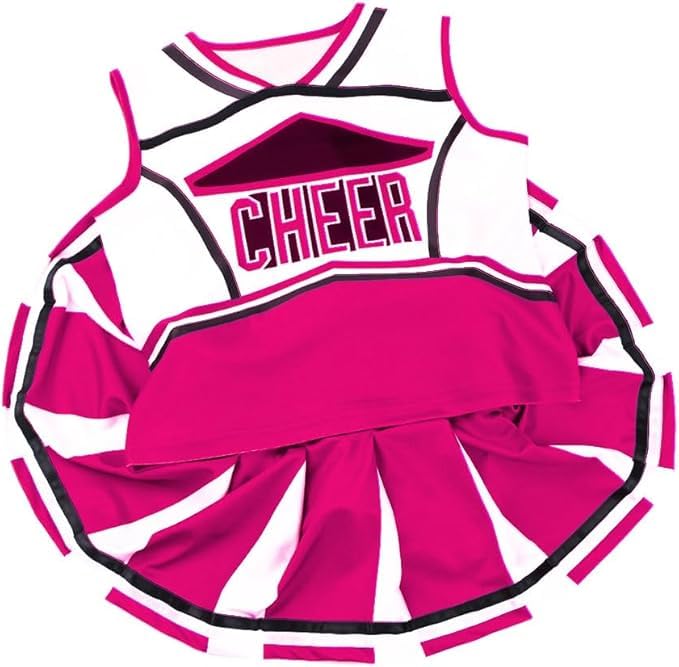 Lmyove Classic Rose-Red 5-Piece Cheerleading Set For Kids - Includes Top, Skirt, Pom Poms, Headband, And Socks,6-7Y
