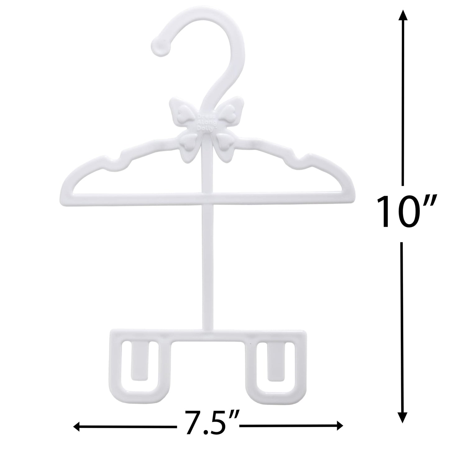 Dress Along Dolly White Full-Outfit Hanger 24Pk For American 18' Doll Clothes- Hold Your Tops & Bottoms Together Including Dresses, Pants, Shirts, Skirts, & Accessories- Perfect Girl Gift Set
