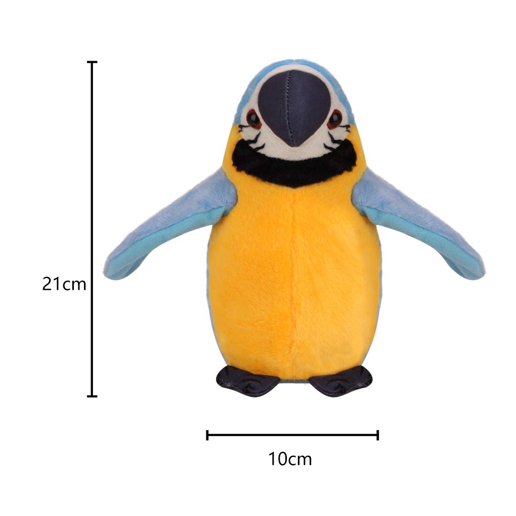 Talking Macaw Parrot Repeat What You Say Stuffed Animal Plush Toy Electronic Record Animated Bird Shake Wings Speaking Parrot Pe