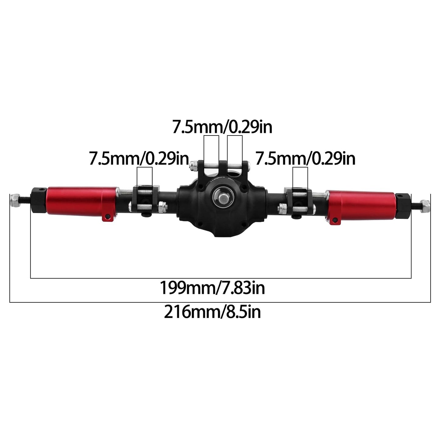 Hybdx Rc Cnc Aluminum Anodized Front And Rear Door Axle Kit Upgrade For 1/10 Rc Crawler Car Scx10 Ii 90046 90047 (Red Black)