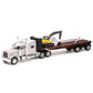 Peterbilt 389 Truck With Flatbed Trailer Silver Metallic With Excavator And Wind Turbine ''Long Haul Truckers'' Series 1/32 Diec