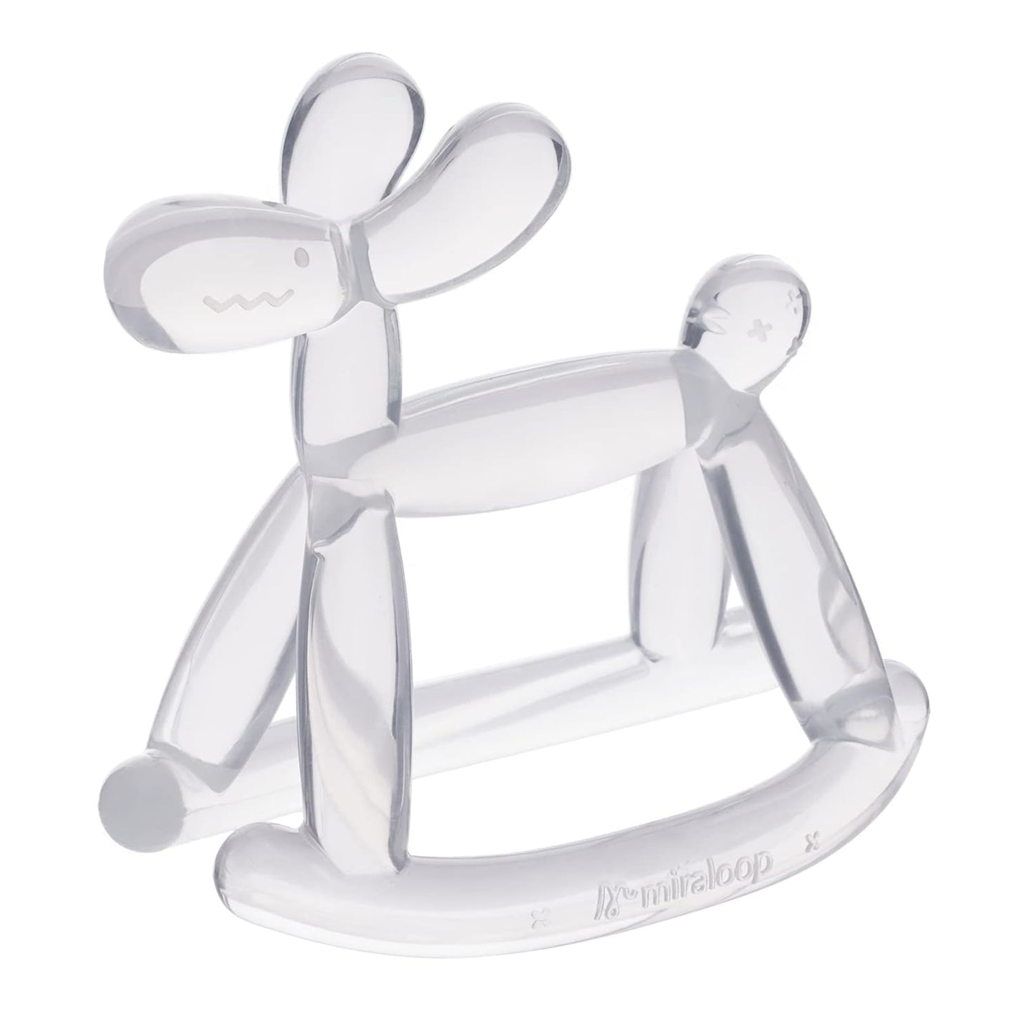 Miraloop Teething Toy For Baby, Jellydog Never Drop Food Grade Silicone Rocking Teether, Prevent Choking & Odorless, Less Dust And Hair Adhesion, Baby Gift, Clear