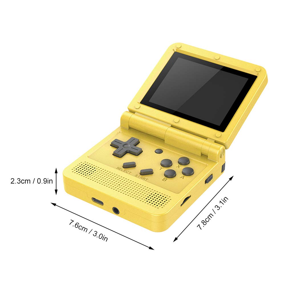 Goolrc Handheld Game Console 3-Inch Ips Screen Open Flip Handheld Console With 16G Tf Card Built In 2000 Games Portable Mini Retro Game Console Yellow