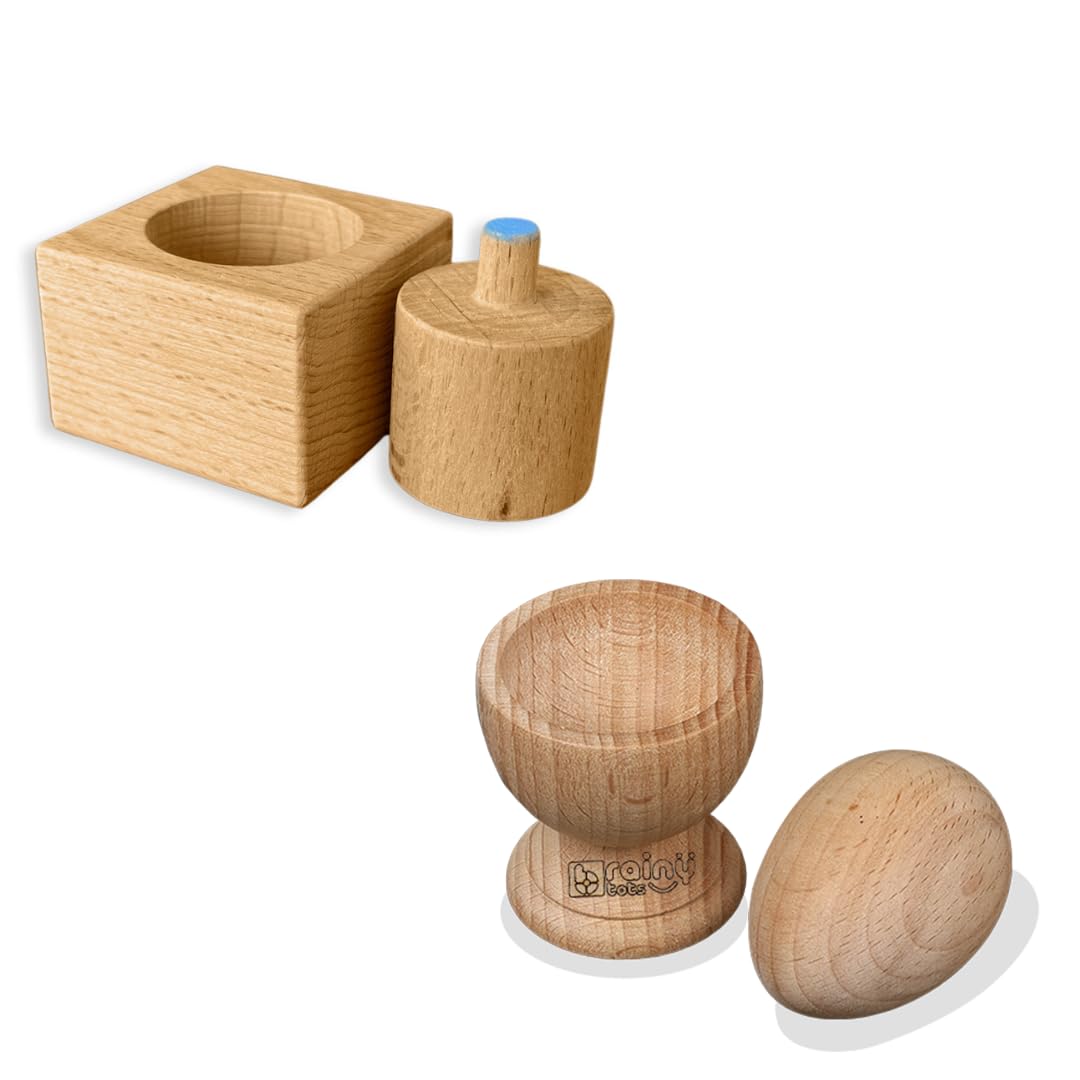 Brainytots Montessori Baby Puzzle Set | Cylindrical Pincer & EggCup Puzzle Combo | Fine Motor Skill Development & Early Learnin