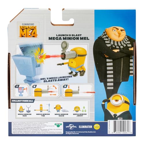 Minions Despicable Me 4 Launch & Blast Mega Mel Action Figure | Push Down On Mel'S Head To Fire His Blaster | Collect All 5 | All With A Different Play Feature And Accessories