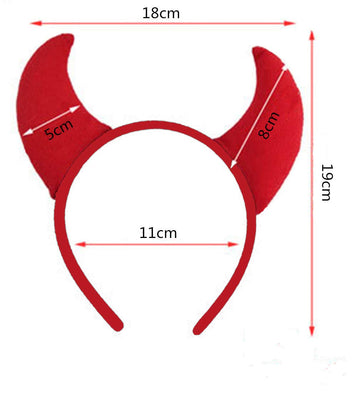 Dzrige Devil Costume Accessories Set - Red Horn Headband, Tail, Bowtie, 19 cm/7.5 inch, Cloth for Halloween, Masquerade, Cosplay