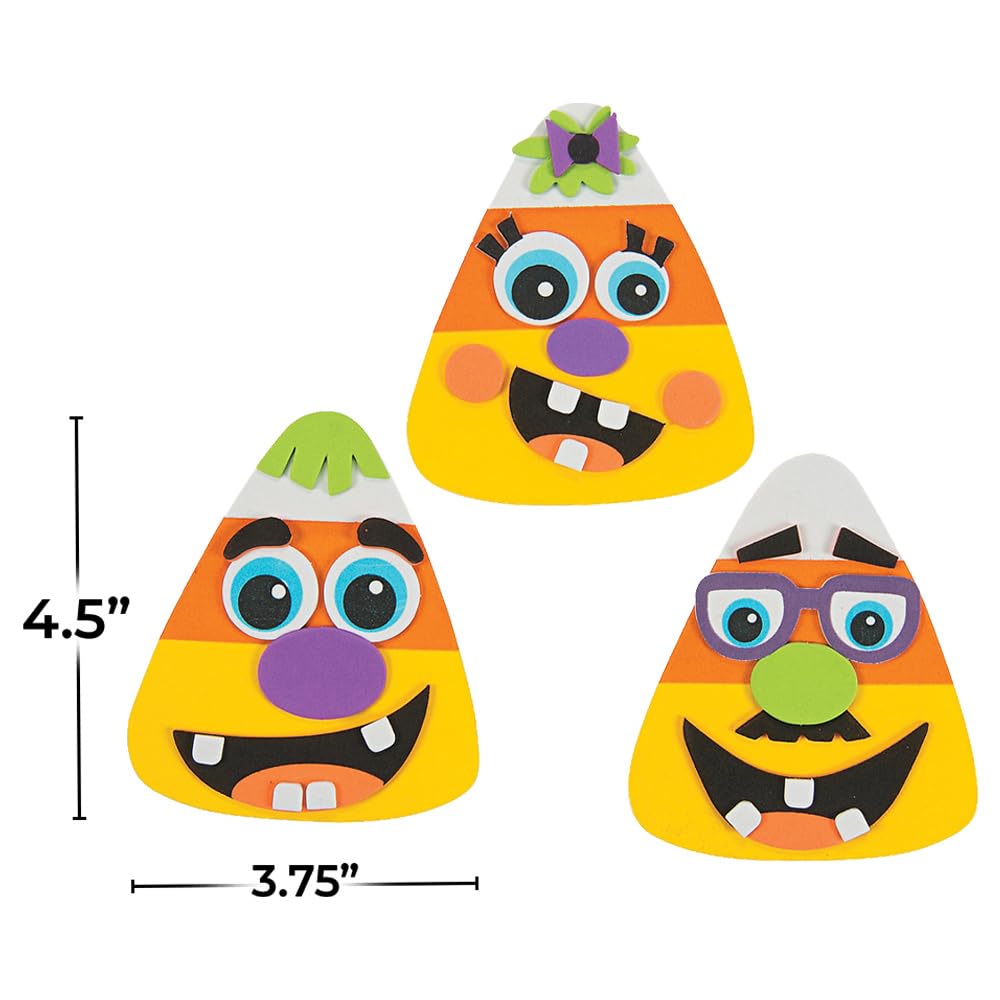 Fun Express Goofy Face Candy Corn Halloween Craft Kit - Make 12 - Fall Crafts for Kids
