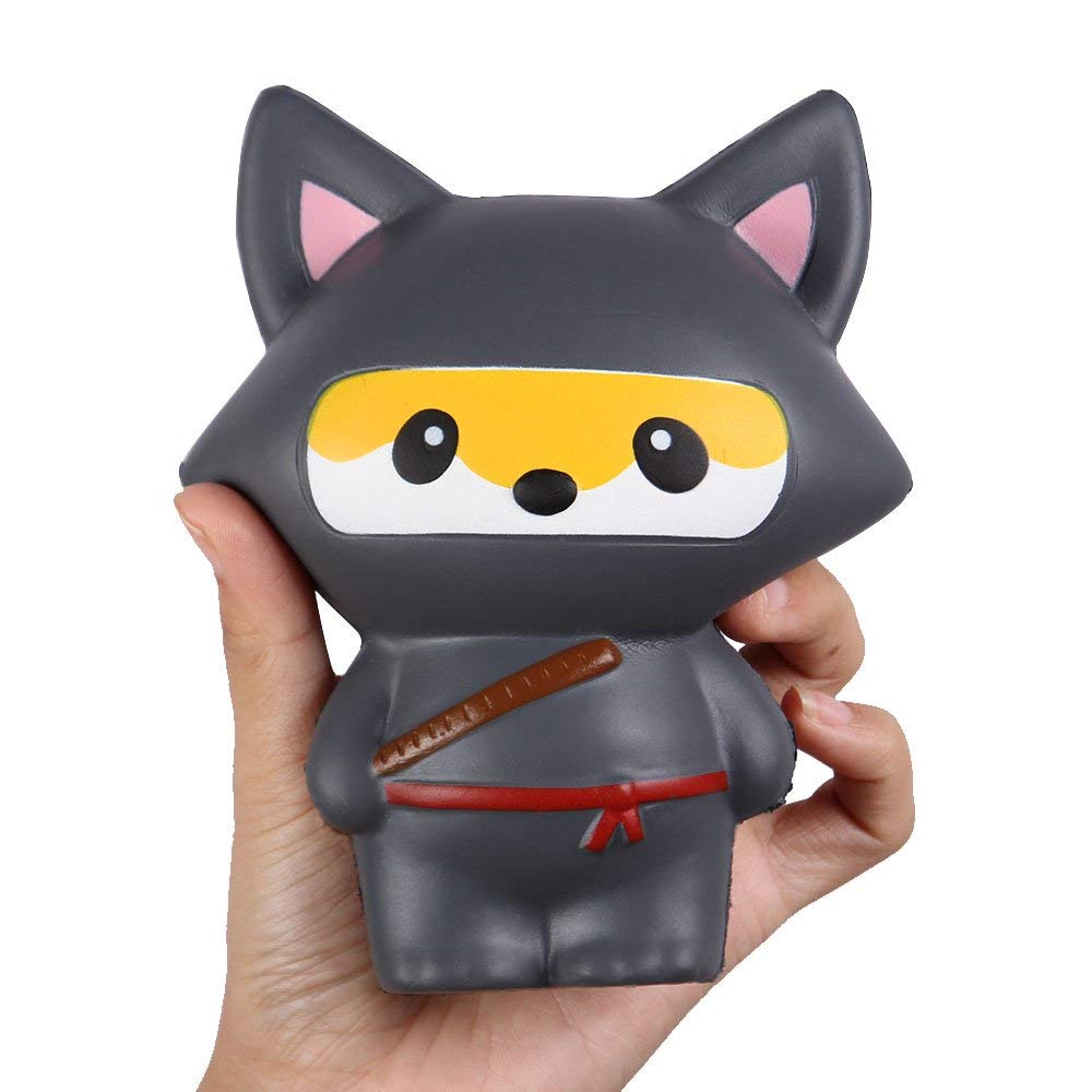 Anboor 2 Pcs Squishies Ninja Jumbo Panda And Fox Slow Rising Squishies Kawaii Scented Soft Animal Toys Stress Relief Kid'S Toys